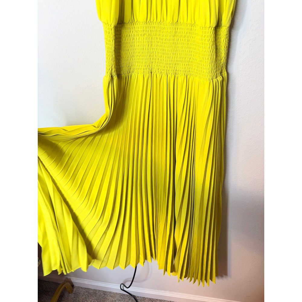 Wedding Guest Pleated High Neck Halter Dress Lime Green Women's Small - Picture 4 of 10